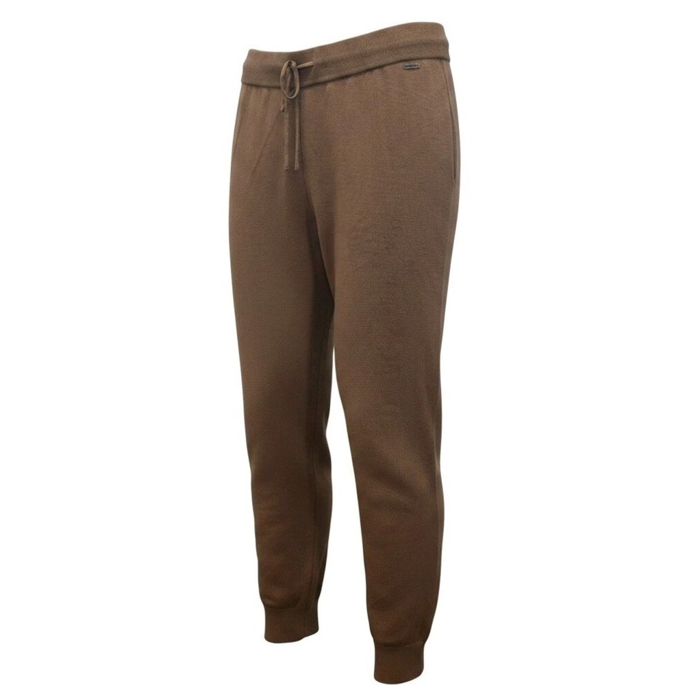 DKNY Luxe Knit Sweater Pants Women's Large Luggage Tan Brown Joggers New